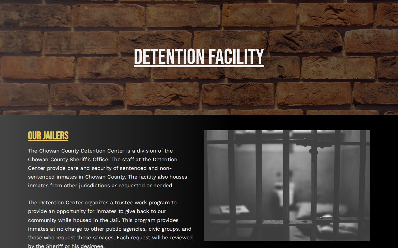 Chowan County Detention Center release information for a possible Gates County placement