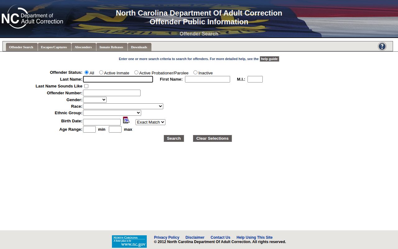 NCDAC offender search for Gates County released inmates